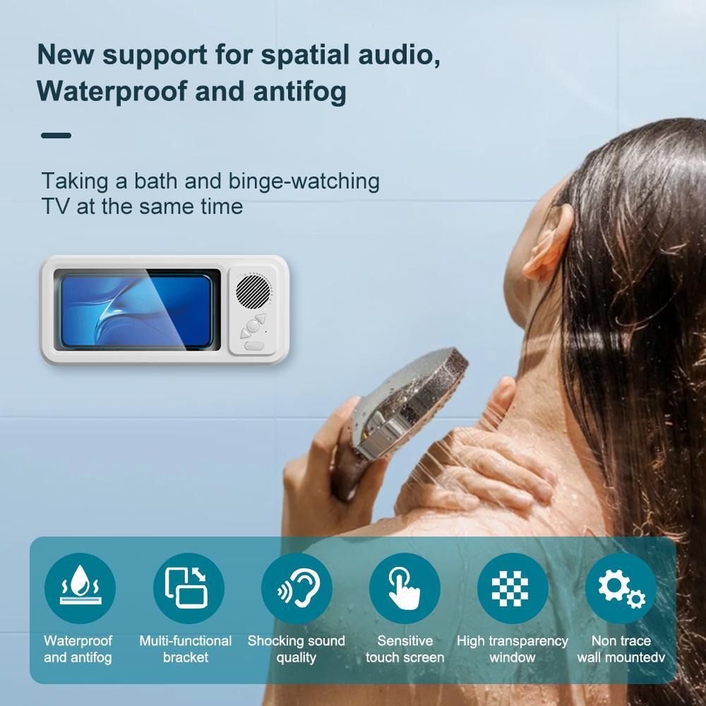 Waterproof box speaker, shower waterproof 360 ° rotating touch screen,IPX5 Waterproof Degree,watch movies, listen to music, Hands-free call，phone holder Bluetooth speaker, Compact Smartphone, phone cases, subwoofers,kitchen, bathroom, sink, SummerVibes