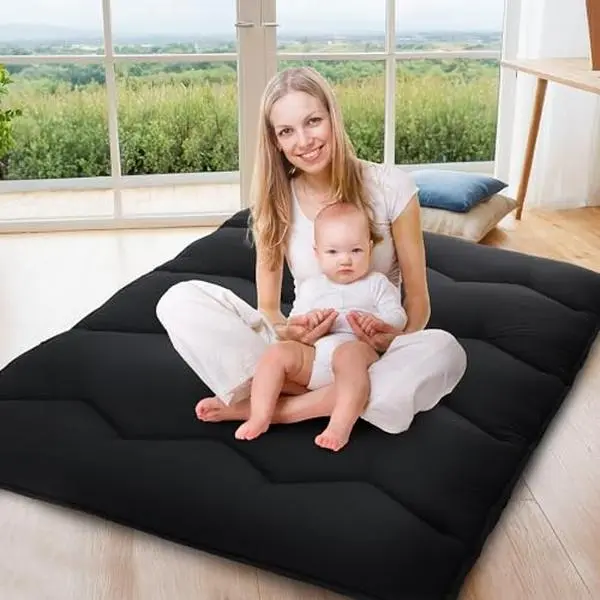 54"x80" Full Size Foam Futon Mattress - 3-Inch Thick Soft Mattress Pad, Portable Japanese Tatami Floor Mat for Living Rooms, Camping, Dorm