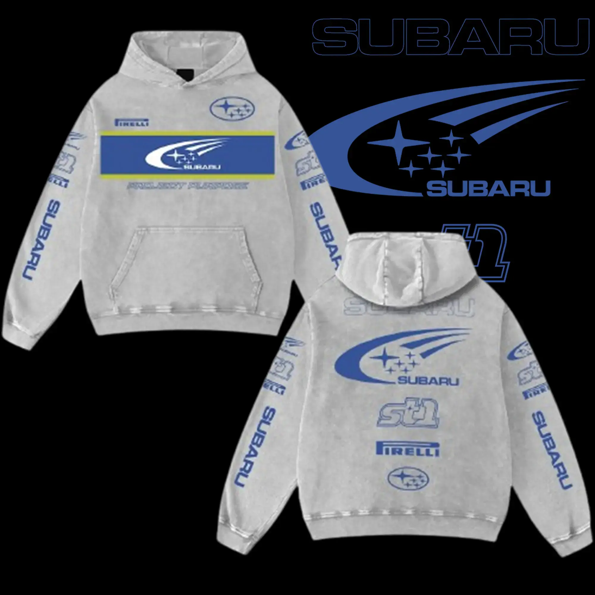 Menswear Oversized Retro Racing Graphic Hoodie, Soft Acid Washed Cotton Biker Tops for Casual Streetwear, Kangaroo, Fabric, Love, Ribbed, Seamless