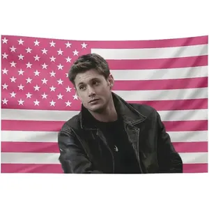 Dean Jensen Star Ackles America Pink Flag Wall Tapestry Winchester Blanket Funny Poster For College Dorm Decor Room Decoration Gift Decorative Cotton