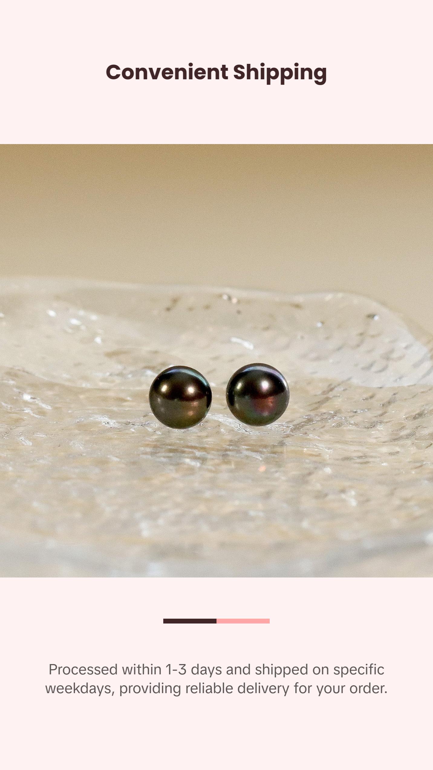Black Freshwater 6mm Pearl Stud Earrings, Real Pearl Studs, Minimalist Style