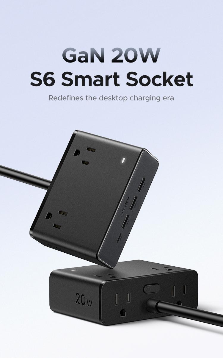 UGREEN GaN 20W 8-in-1 Smart Socket, with Type-C, USB-A Charging Port, 2500W Max Total Power, Solve All your Charging Needs of Life- TikTokShopBlackFriday ,TikTokShopHolidayHaul