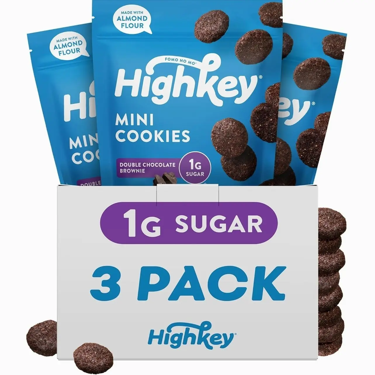 HighKey Low Carb Keto Brownie Bites - Keto Snack Low Carb Snack Sugar Free Chocolate Protein Cookies Sugar Free Snacks Gluten Free Snack Keto Friendly Food Healthy Snacks Keto Dessert Diet Snacks 3pk