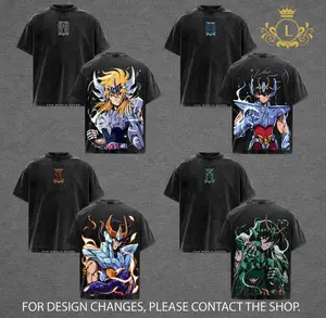 Saint Seiya Bronze Saints Vintage Washed Tee, Pegasus Seiya, Shiryu, Hyoga, Ikki Anime Graphic Tee, Oversized Unisex Heavyweight Cotton Shirt, Hoodie Wash, Classic 80s Anime Streetwear,Knights of the Zodiac Anime Manga Shirt,Gift for Anime Fans