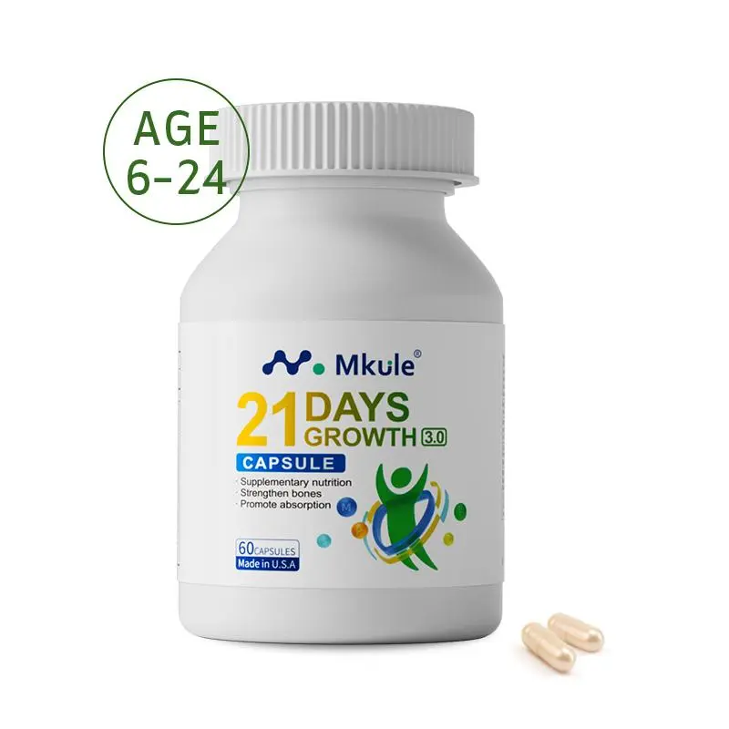 Mkule 21  DAYS GROWTH | Height Growth Supplement - Height Growth Maximizer for Kids & Teens | With Calcium, Vitamin D3, K2 & Multivitamins | Third-Party Tested, All-NATURAL, 60 Capsules