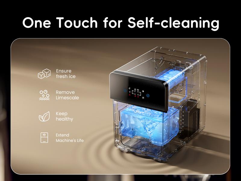 ecozy 2" Clear Ice Ball Maker with CrystalFlux Technology, 4 pcs in 40 Mins, 144 pcs/Day, Sphere Ice Maker with Automatic Water Supply, Self-Cleaning, Enhanced Insulation Automatic Ice Ball Maker for Whiskey & Bourbon