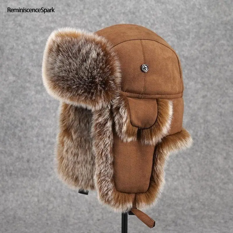 Men’s Faux Fur Ushanka Earflap Trooper Hat - Windproof, Warm Aviator Design, Commuter & Ski Trip Accessory for Cold Weather Winter Outdoor Adventures & Daily Use, Commuter Hat, Ski Trip Hat