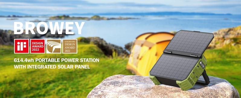 BROWEY Portable Power Station, 1000W Solar Generator with Built-in Solar Panel, 614WH/192000mAh LiFePO4 Battery Pack, AC/DC/USB/PD Outputs, for Outdoor Camping, RV Travel, Emergency Preparedness