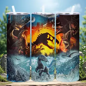 1pc 20oz Dinosaur Adventure Tumbler with Lid, Insulated Travel Mug, Gift for Women Men, Ideal for Halloween, Independence Day, Memorial Birthday Gift, Coffee Cup, weird stuff