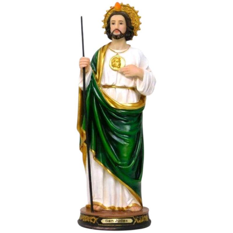 San Judas 12" Inches Tall Classic Estatua - Detailed Figure with Green and Gold Robe Brand New Statue St Jude Thaddeus Patron Saint of the impossible Apostol Tadeo Religious Decor San Juditas