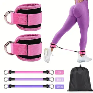 6pcs Ankle Resistance Band Set with Multiple Tension Levels, Featuring Adjustable Ankle Straps for Yoga and Fitness, Leg and Hip Exercises,Ideal for Home Workouts, Suitable for All Seasons