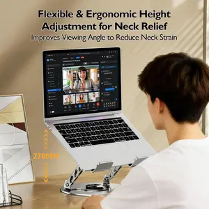 Laptop Stand for Desk - All-Metal Ergonomic Computer Stand & Laptop Riser, 360° Rotatable & Adjustable & Foldable, Laptop Holder for MacBook Pro/Air, Dell XPS, HP, Notebooks (10-17.3"), Gray