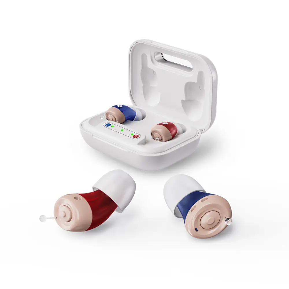 Hearing Aids for Seniors Rechargeable Hearing Amplifiers for Adults, Volume Adjustment All-Day Comfort Crystal Clear Sound, Portable Charging Case