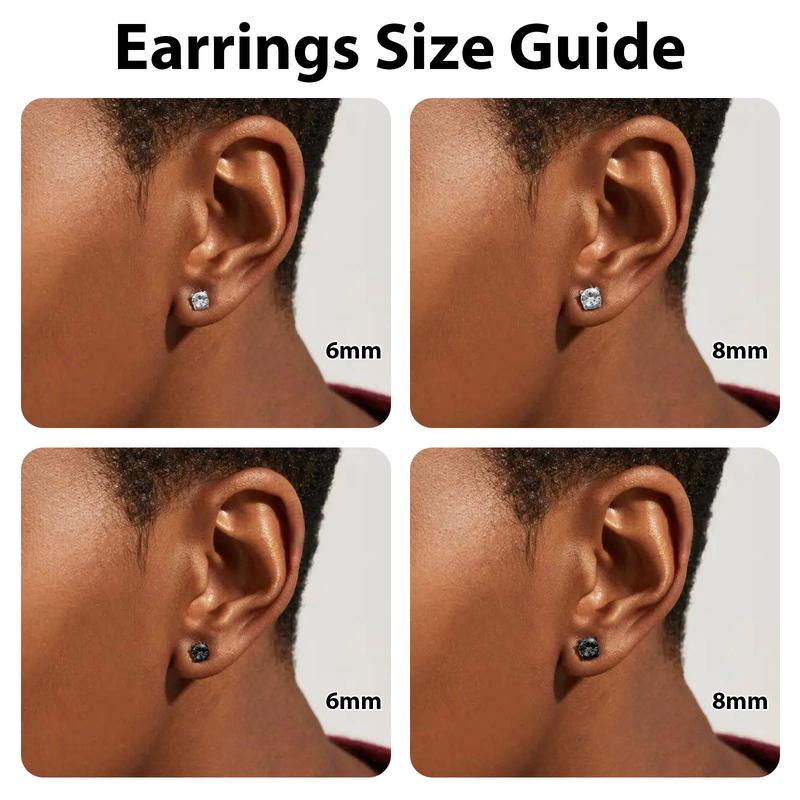 1/2/4 Pairs Magnetic Stud Earrings for Men & Women, Non Piercing CZ Diamond Earrings Stainless Steel Hypoallergenic Non Piercing Earrings 5MM/6MM/8MM