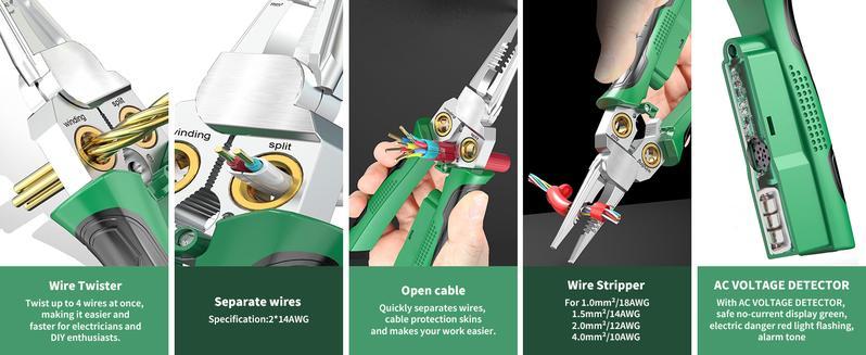 16 in 1 Professional Multi - Function Pliers with Flathead & Phillips Screwdrivers, Wire Stripper, Crimper, Hex Key Wrench, Bolt Cutter, Voltage Tester, Cable Cutter, Wire Spooler, Puncture Knife, Precision Wire Cutter, Hex Socket, Insulated Grip 16 in 1 Professional Multi - Function Pliers with Flathead & Phillips Screwdrivers, Wire Stripper, Crimper, Hex Key Wrench, Bolt Cutter, Voltage Tester, Cable Cutter, Wire Spooler, Puncture Knife, Precision Wire Cutter, Hex Socket, Insulated Grip