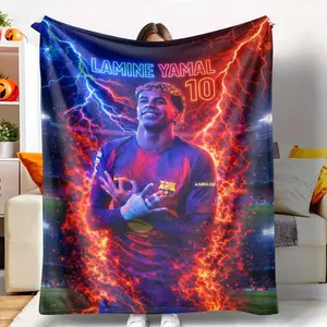 Electric Soccer Spirit Flannel Blanket Blue and Red Lightning Energy Graphic Print Ultra Soft Warm Cozy Lightweight Fleece Throw Perfect for Sofa Decor Bedroom Relaxation Game Night Sports Fan Gift Travel or Office Nap Use