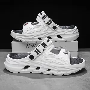 Men's platform open-toe slippers, comfortable and breathable, made of EVA material, non-slip and lightweight, suitable for everyday indoor and outdoor wear, a must-have for casual and sports activities. unisex slides