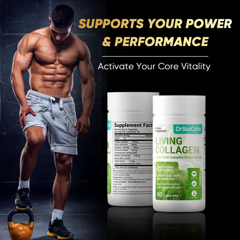 Vital Engine – 【MAX】DrBioCare Men's Supplement for Energy, Strength &  Stamina – Supports Circulation & Endurance – L-Carnitine + Living Collagen  – 60 Caps