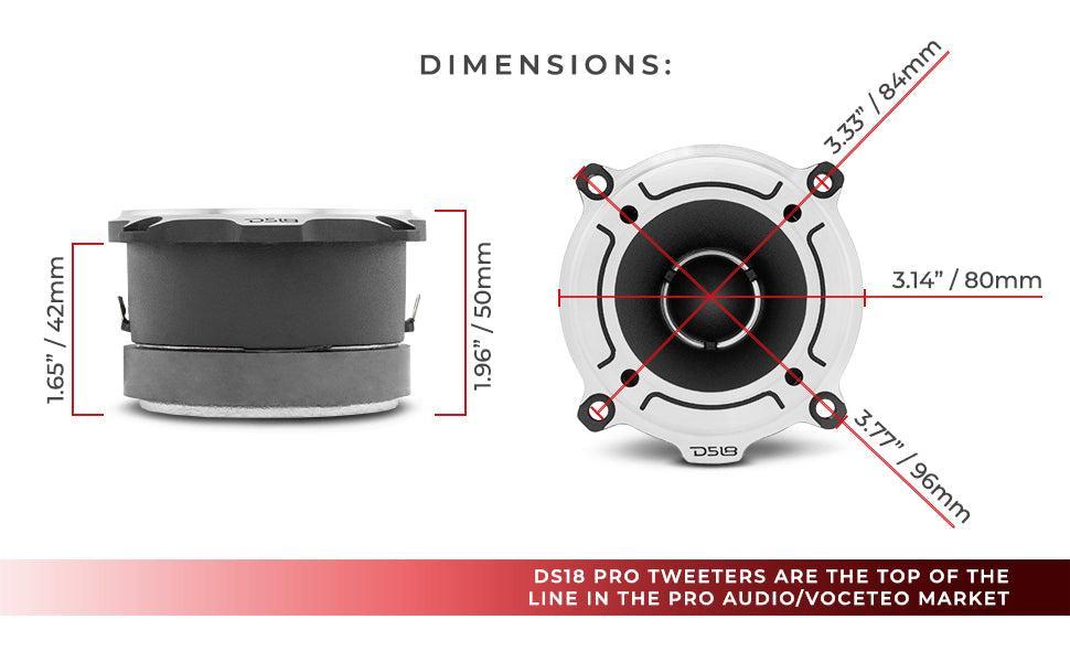 DS18 PRO-TW120 & PRO-TW120B – 3” PRO Aluminum Super Bullet Tweeter – 240 Watts with Built in Crossover (Pair)