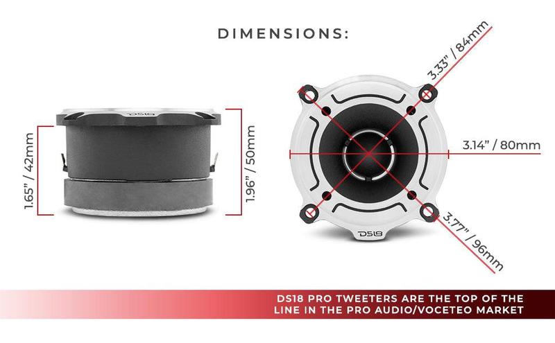 DS18 PRO-TW120 & PRO-TW120B – 3” PRO Aluminum Super Bullet Tweeter – 240 Watts with Built in Crossover (Pair)