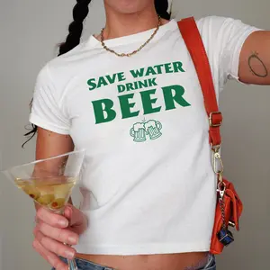 St Patrick's Day Save Water Drink Beer Baby Top Funny Irish Drinking Y2K Outfit