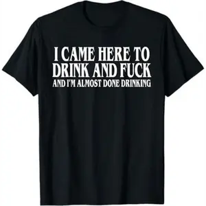 I Came Here To Drink And Party And I'm Almost Done Drinking T-Shirt, Funny Meme Y2K Parody Tee, Dark Humor Ironic Gift