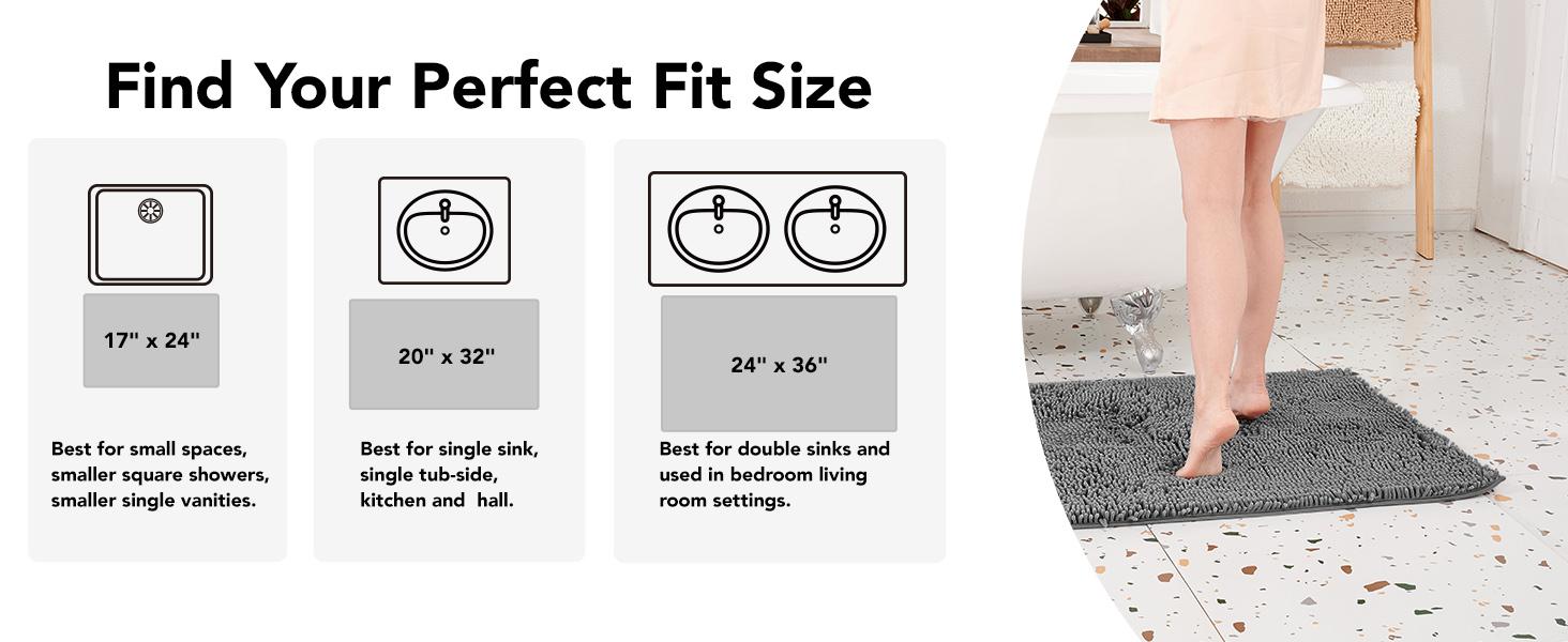 Deconovo Bathroom mat, Water Proof, Toilet Lid Mat & Bath Mat, Bath Rugs, Summer Bathroom Accessories, Machine Washable Low Pile Rugs for Living Room