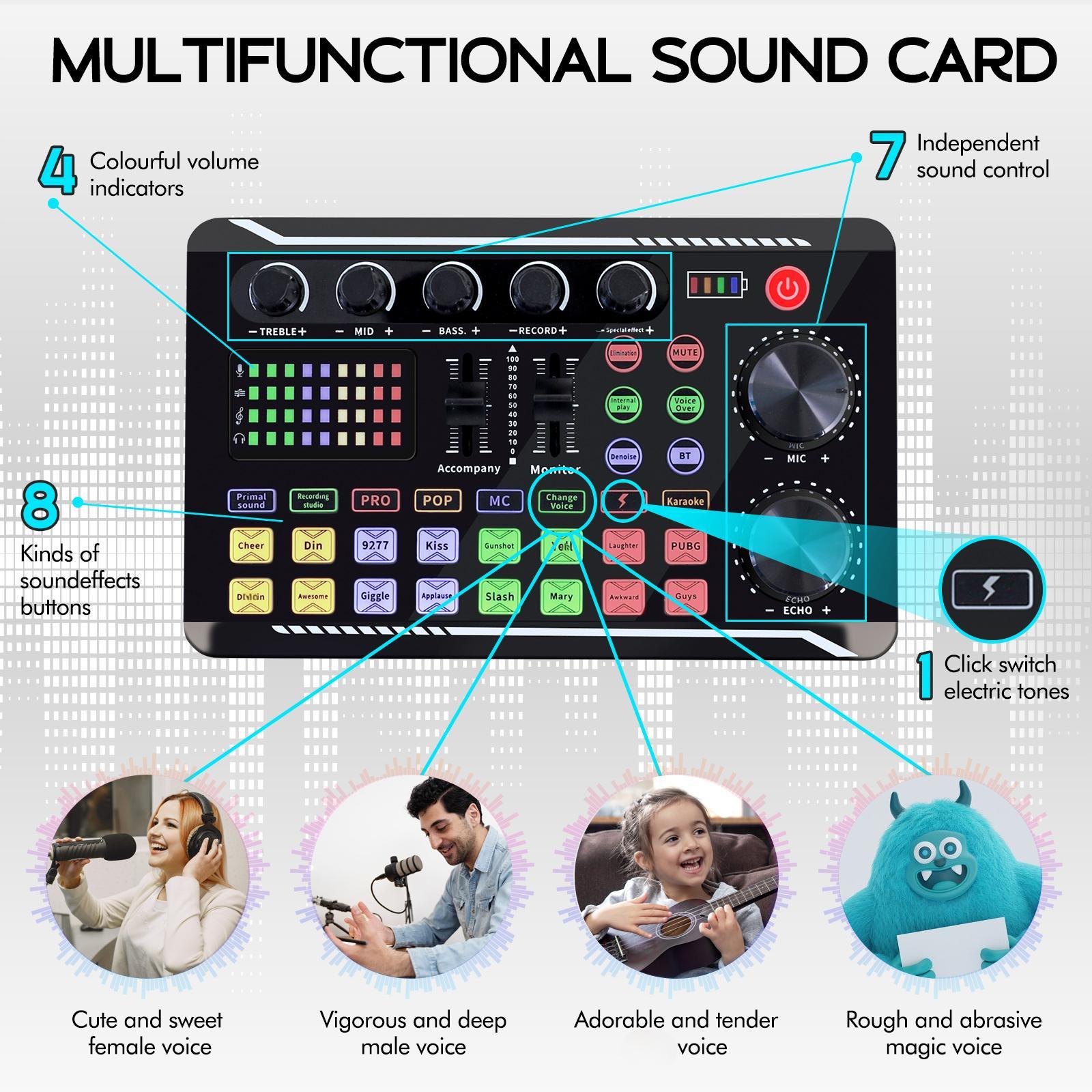 BM800 Professional Recording Studio Microphone Bundle with Audio Mixer & Voice Effects Metal Condenser Microphone Kit for Podcasting Streaming Singing on PC Mac Mobile TikTok YouTube Gaming