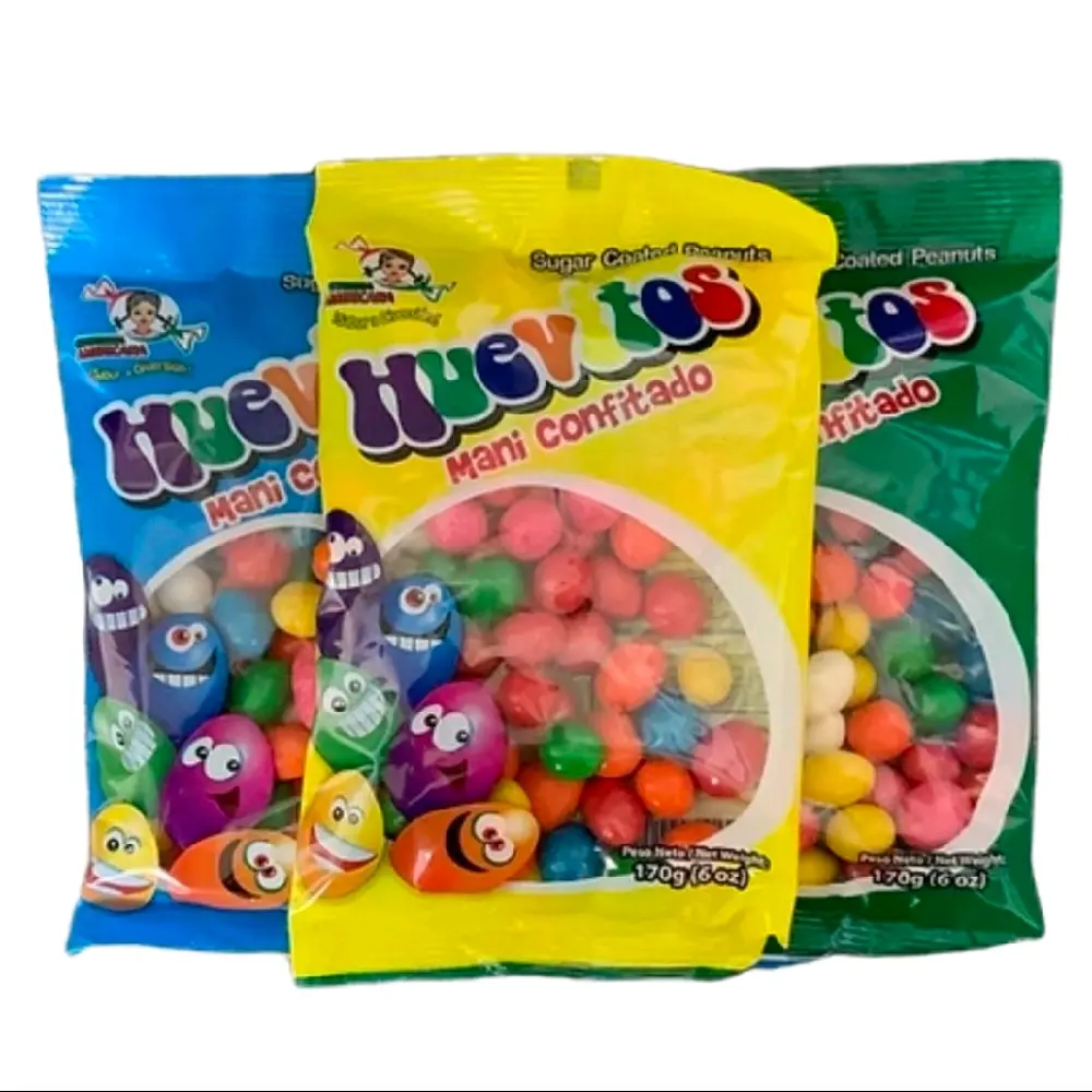Huevitos de Maní confitado 6 oz c/u Pack de 3 Bolsitas 1 verde/1 amarillo/1 celeste.  / sugar coated peanuts