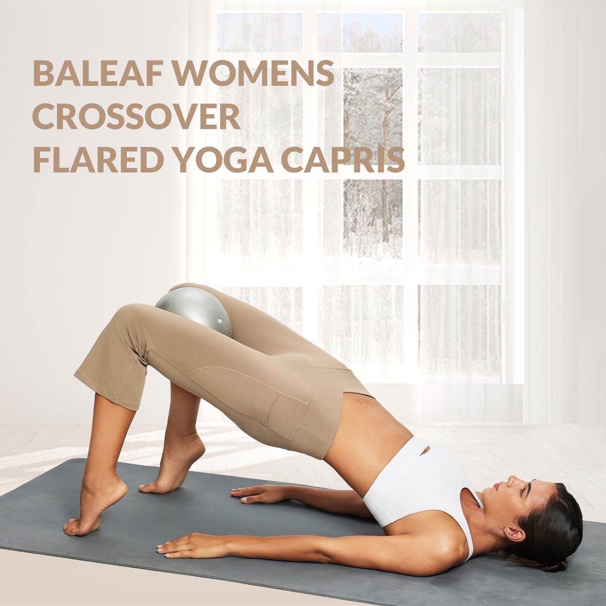 baleaf 21‘’ Yoga Pants Women Flare Capri Leggings with Pockets Bootcut Casual Cotton Work Cool Summer Lounge Wear Work Pants