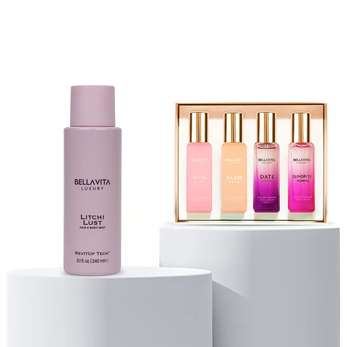 The Juicy Bloom by Bellavita Luxury | Women’s Perfume Gift Set & Litchi Lust Hair & Body Mist | Floral Fruity Scents | Notes of Red Fruits, Florals & Juicy Litchi | Long-Lasting Eau De Parfums & Revivable Water-Based Mist | Vegan & Cruelty-Free