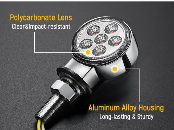 Partsam 2Pcs 2" Round Double Face 10LEDs Turn Signal Pedestal Fender Light, Amber/Red To Blue Auxiliary Lights, T-Mount, Clear Lens