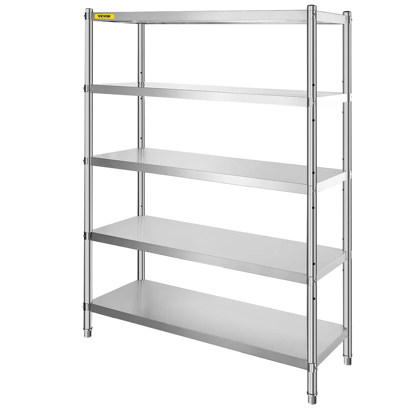 【SummerFinds】VEVOR Stainless Steel Shelves 48x18.5 Inch 5 Tier Adjustable Shelf Storage Unit Stainless Steel Rack Shelving Heavy Duty Shelving for Kitchen Commercial Office Garage Storage 330lb Per Shelf Organiser