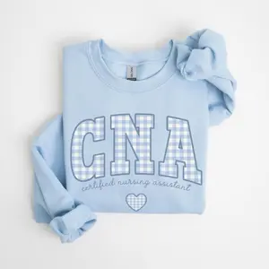 CNA Sweatshirt • CNA Blue Gingham Work Sweater • Certified Nursing Assistant • CNA Gifts • Nurse Assistant Grad Gifts • Nurse Aid Crewneck
