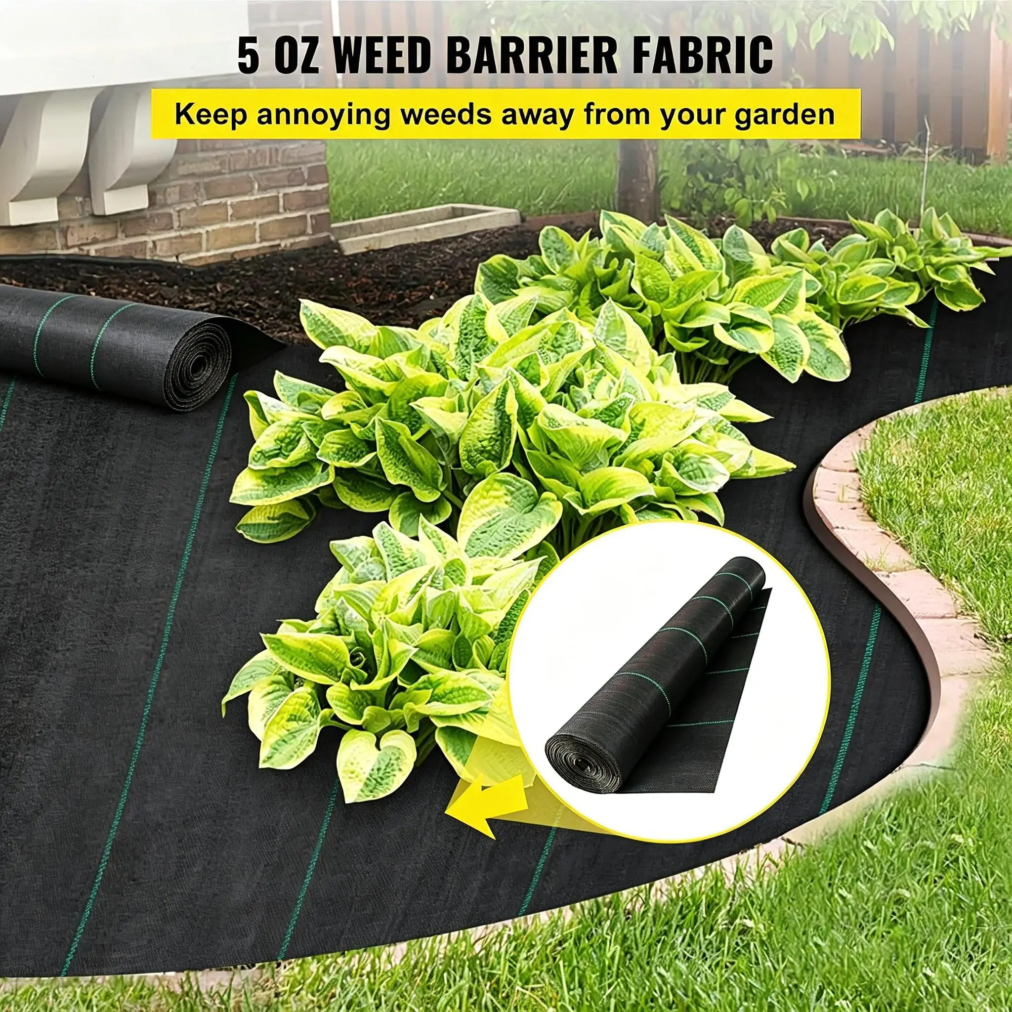 【DealsForYouDays】VEVOR 50 Year Lifespan Driveway Fabric, 13x108ft Commercial Grade Landscape Fabric, Garden Weed Barrier Fabric Heavy Duty, Geotextile Fabric Underlayment Gravel, Ground Cover Drainage Fabric, Weed Control Blocker