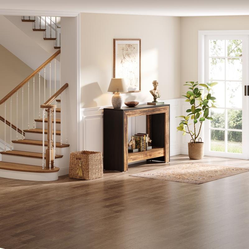 LITTLE TREE 41.3" Rustic Wood Console Table with Storage, Farmhouse Sofa Table for Behind Couch or Hallway, Easy Assembly, Space-Saving