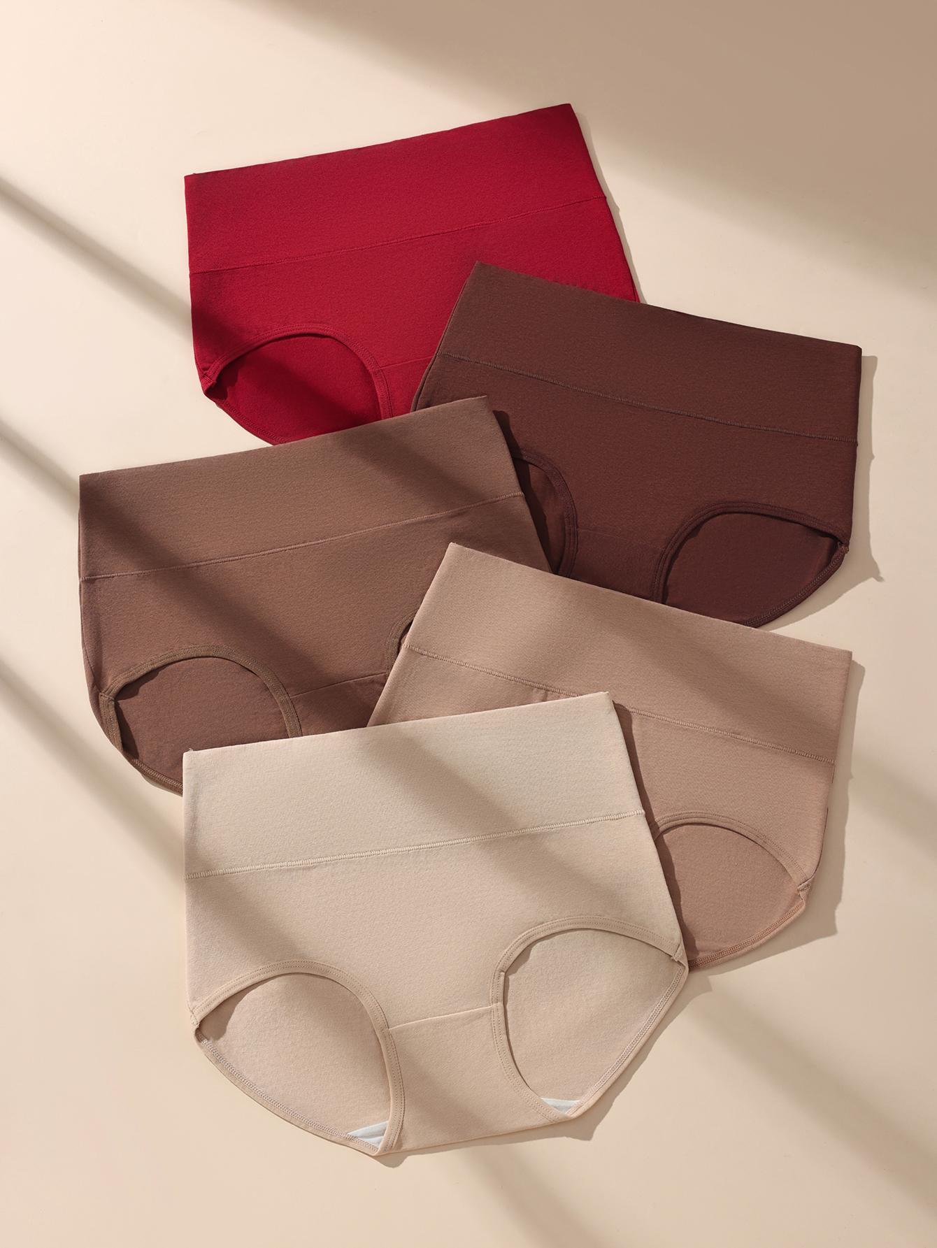 HOTCOM Women’s Matching High-Waist Cotton Panties – Smooth Seamless Full-Coverage Everyday Womenswear (4/5-Pack)