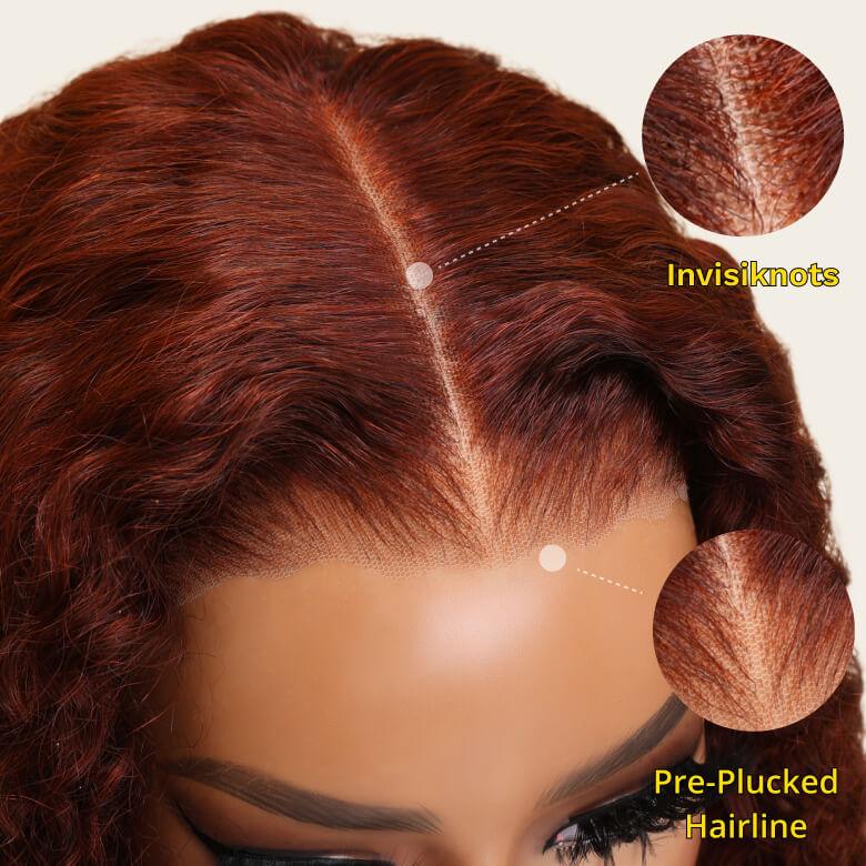 UNice Glueless Reddish Brown Jerry Curly Wig Pre-cut 7x5 HD Lace Human Hair Wig with Bleached Knots Beginners Friendly Natural Scalp dealsforyoudays SpringStatements