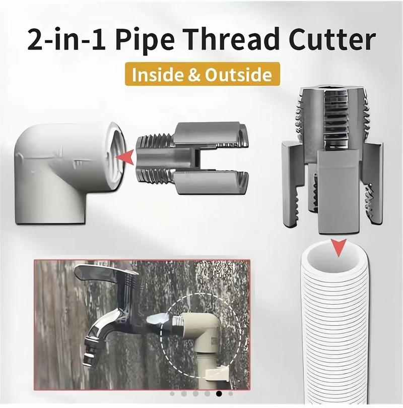 2-piece 1/2 inch and 3/4 inch PVC threaded cutting tool for inner and outer pipe threading, dual-function electric drill kit suitable for PVC plastic pipe threading, precision alloy steel NPT pipe threading sleeve set upgrade dual-function pipe thread