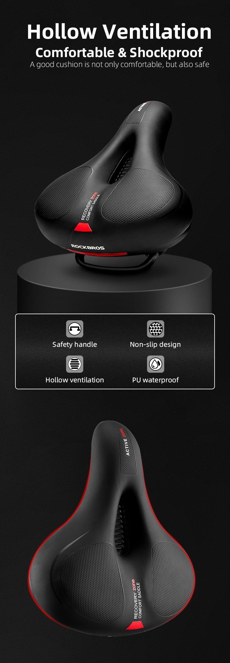 ROCKBROS Comfort Bike Saddle Soft Wide Seat for Men Women with Shock Absorption