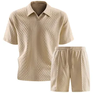Men’s casual set, sporty multi-pocket set, two-piece sports-casual set Beige men 2 piece sets