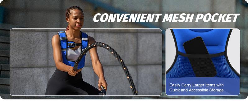 【Jumpstart Sale】ZELUS Weighted Vest for Women Men, 6/8/12/16/20lb Weight Vest with Arm Pouch Reflective Strips, U-Shaped Rucking Vest for Strength Training Muscle Building, Walking Running Vest for Fitness|Glutes Workout Equipment