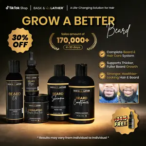 Men’s Healthy Hair and Beard Starter Kit Nourishing Shampoo, Conditioner, and Gentle Shea Butter Blend Balm Hydrating Set. Gift | Men's self-care