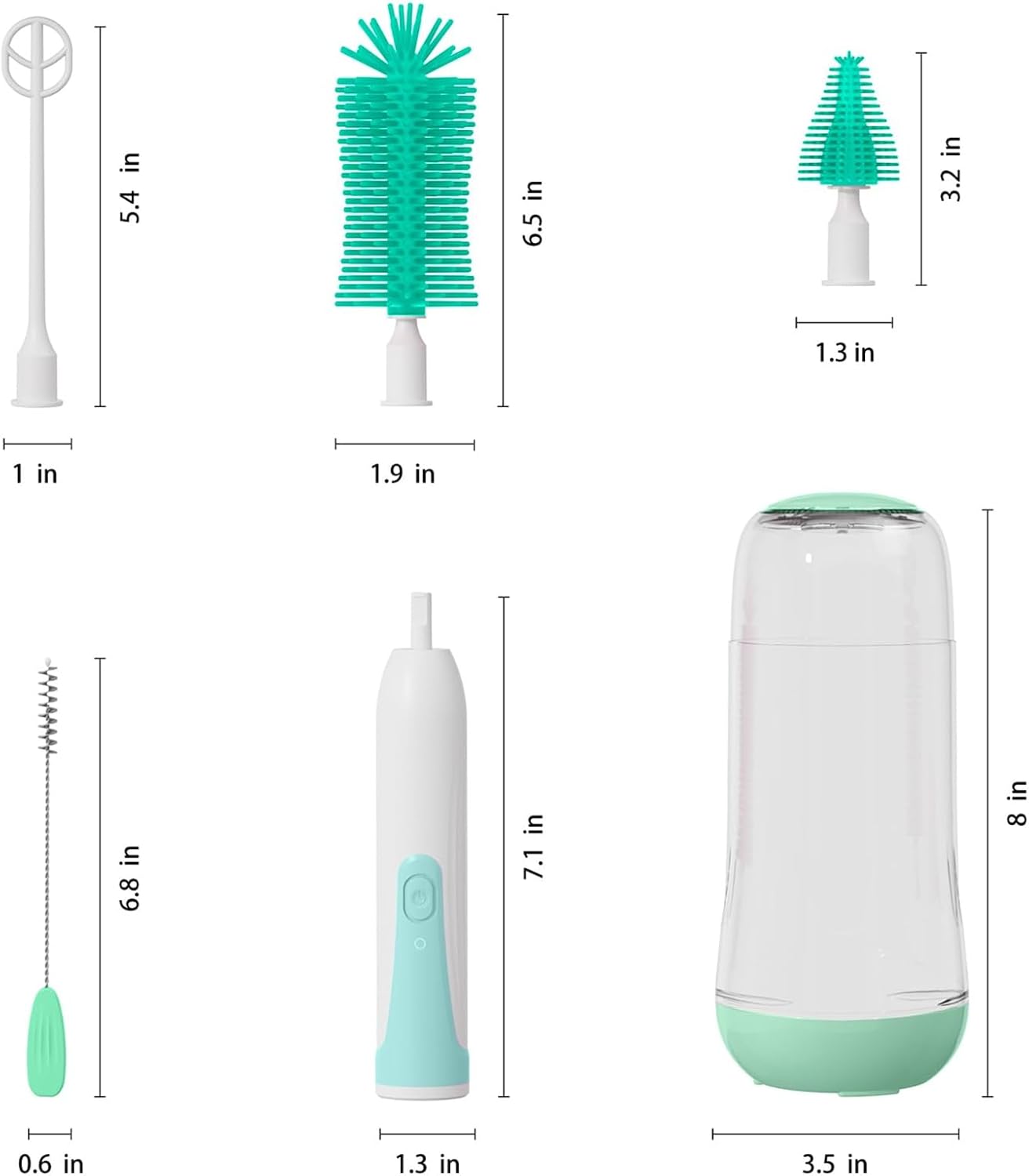 Electric Bottle Cleaning Brush, Bottle Brush Cleaner, UV Disinfection Nipple Brush, 6 Packs Set for Newborns