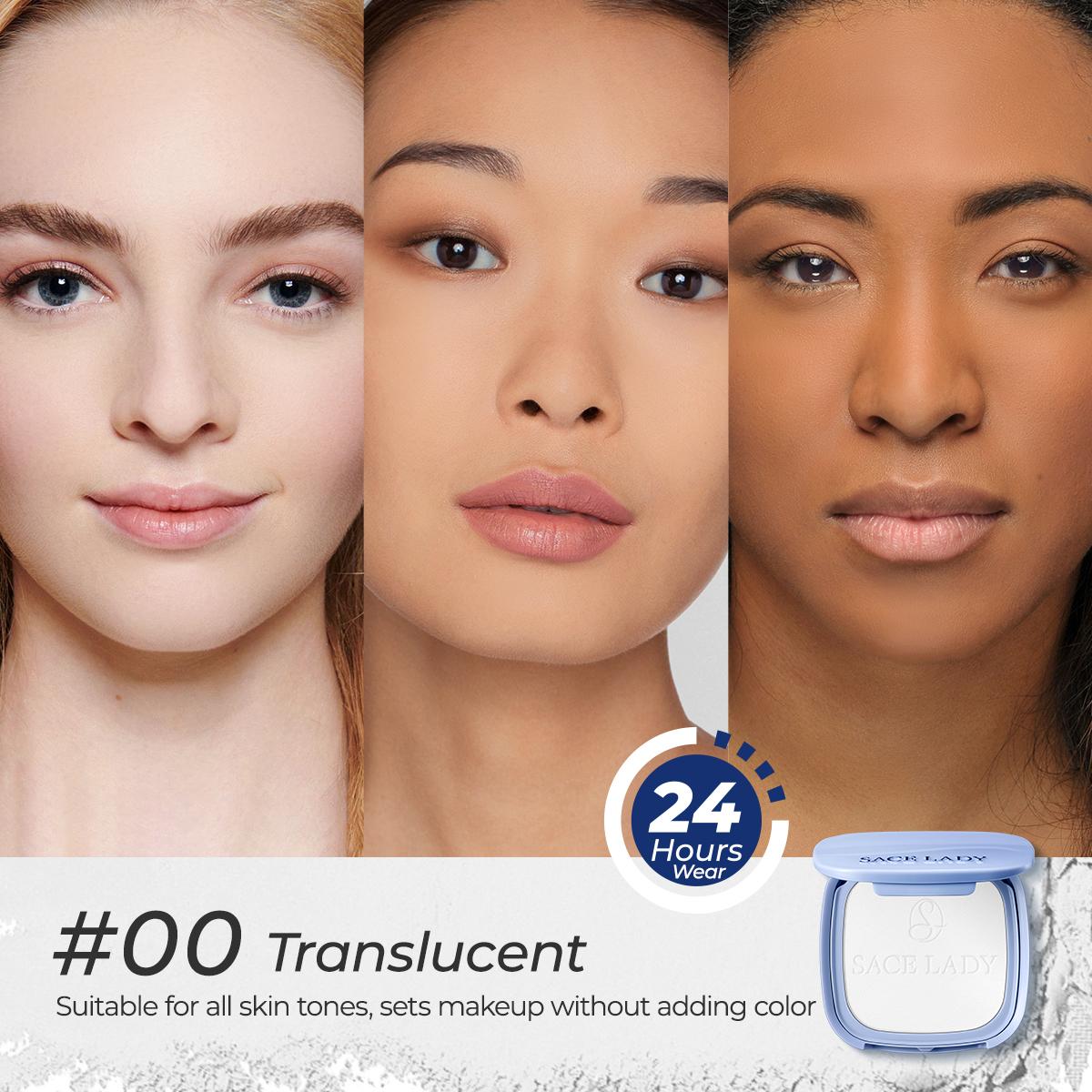 SACE LADY Oil Control Face Setting Powder,Waterproof Long Lasting Talc-Free Pressed Powder Matte Face Makeup With Puff 0.35Oz