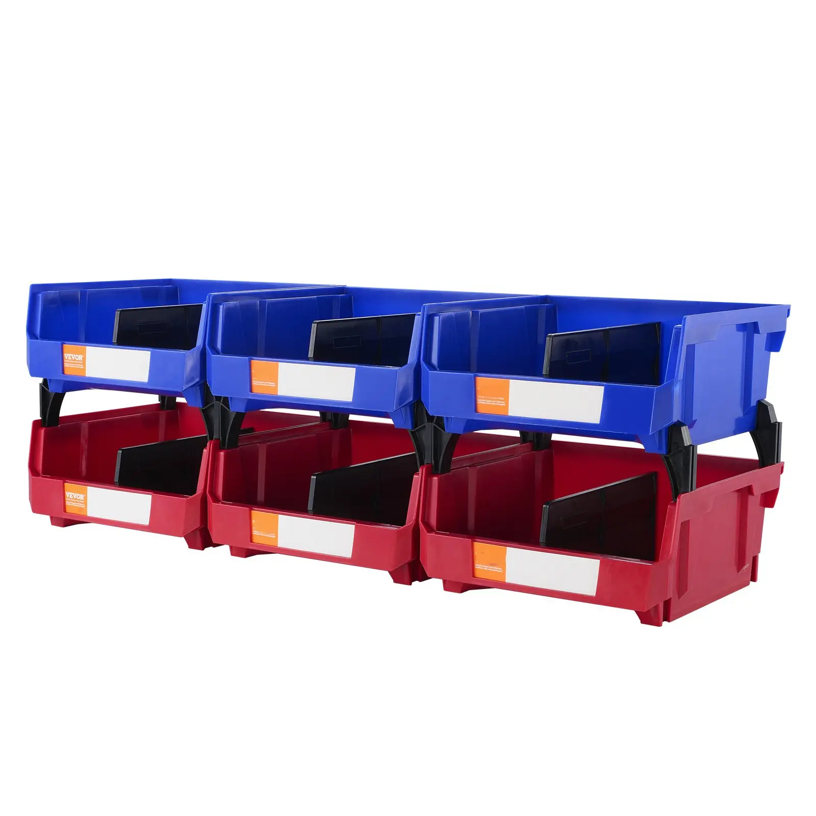 6-Pcs Heavy Duty Plastic Home Organizer Storage Bins - 11"x11"x5" Hanging, Stackable Tool Organizer Boxes for Closet, Kitchen