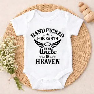 Premium Cotton Baby Bodysuit Hand Picked For Earth By Uncle In Heaven Print 100% Pure Cotton Non-Irritating Snap Closure Breathable Stretchy Perfect For Gifting & Everyday