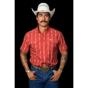 The Maverick in Red - Short Sleeve Snap