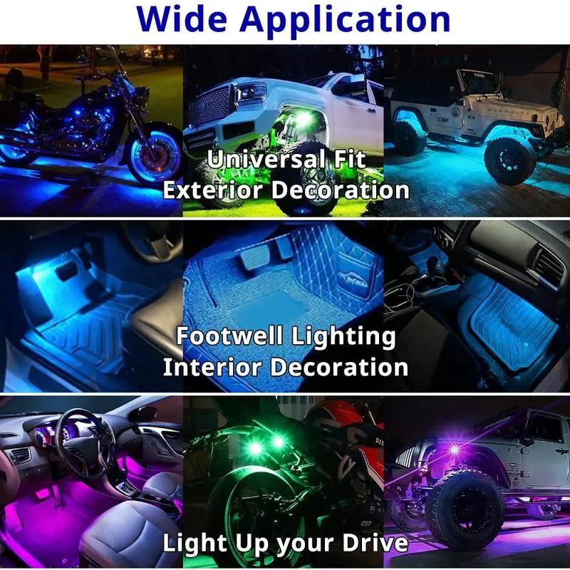 6PCS Wireless LED Lights for Carwith Remote Control, Wireless LED Strobe Lights 8Colors USB Charing lP65 Waterproot Anti-Collision Warning Light for Car Interior Truck Motorcycle Drone Aircraft e bike Vehicle Pink