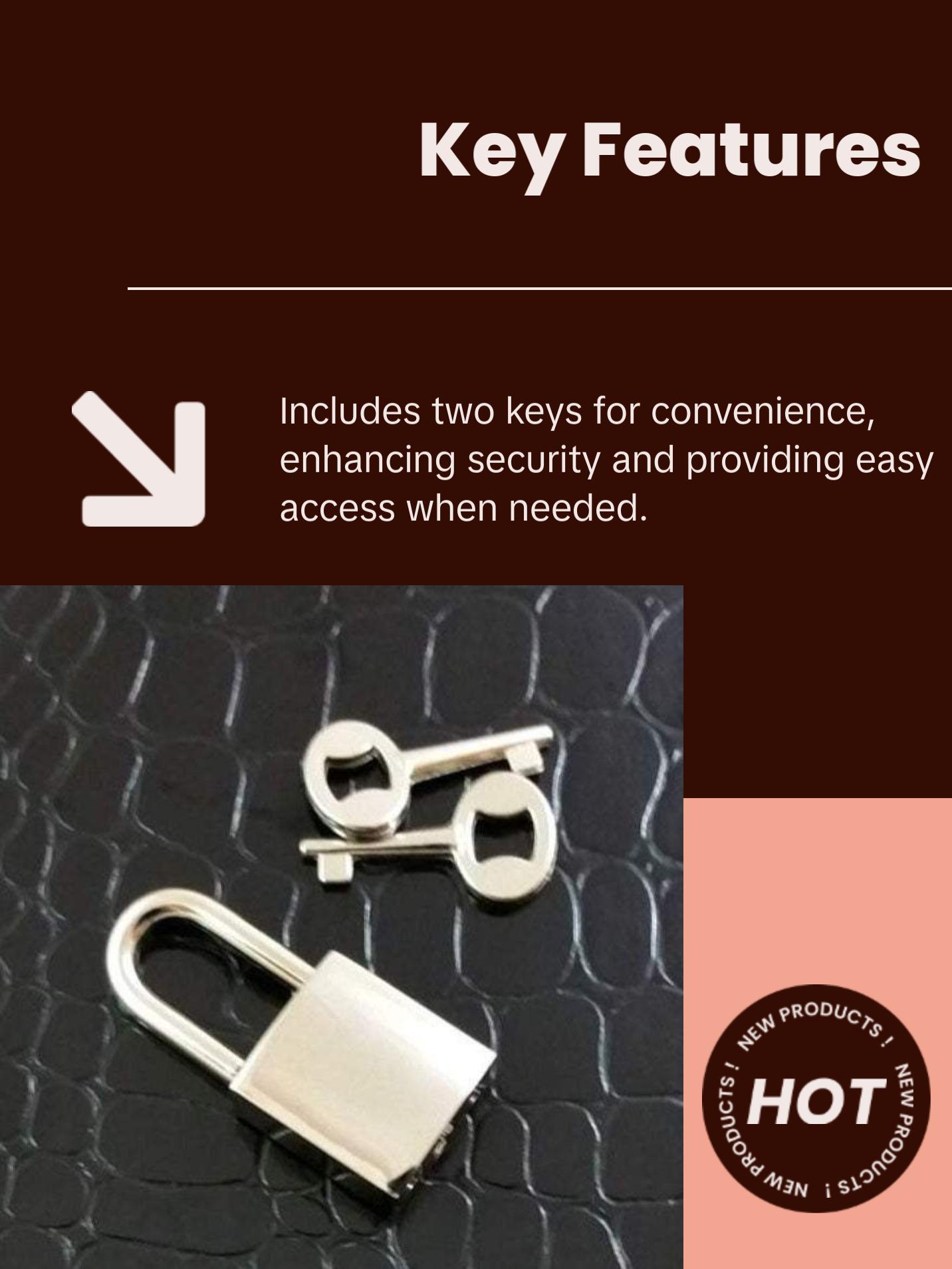 Rectangle Lock, 15mm Solid Area, 2 Keys, Gold/Silver Tone, Padlock and Keys